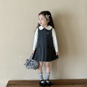Tongxingyuan Girls School Style Wool Dress Set Autumn 2025 Solid Color Pleated Skirt With T Shirt For Kids - Product Image 2