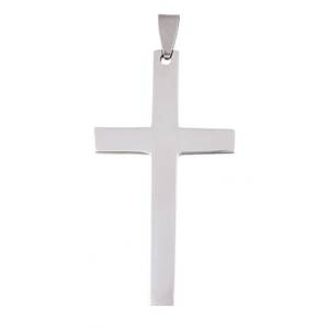 Colgante de Cruz de Acero Chapado en Oro Blanco de 18K, Amuleto Religioso para Hombres y Mujeres, Joyería - Product Image 1