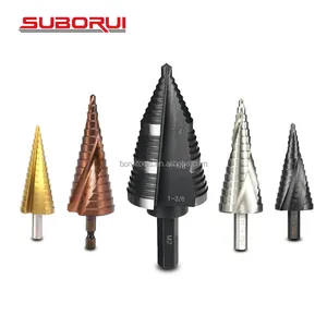 SUBORUI HSS Titanium 3-12mm 4-12mm 4-20mm Straight Groove Hole Cutter Unibit Cone Metal Step Drill Bit For Wood Metal