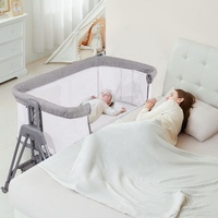 Nouveau-né bébé berceau infantile chevet dormeur Portable berceau réglable levage dormeur 100% respirant lavable matelas bébé lit