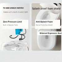 Toilette intelligente de luxe avec bidet, à siphon en S, télécommande et chasse d'eau au pied pour salle de bain domestique