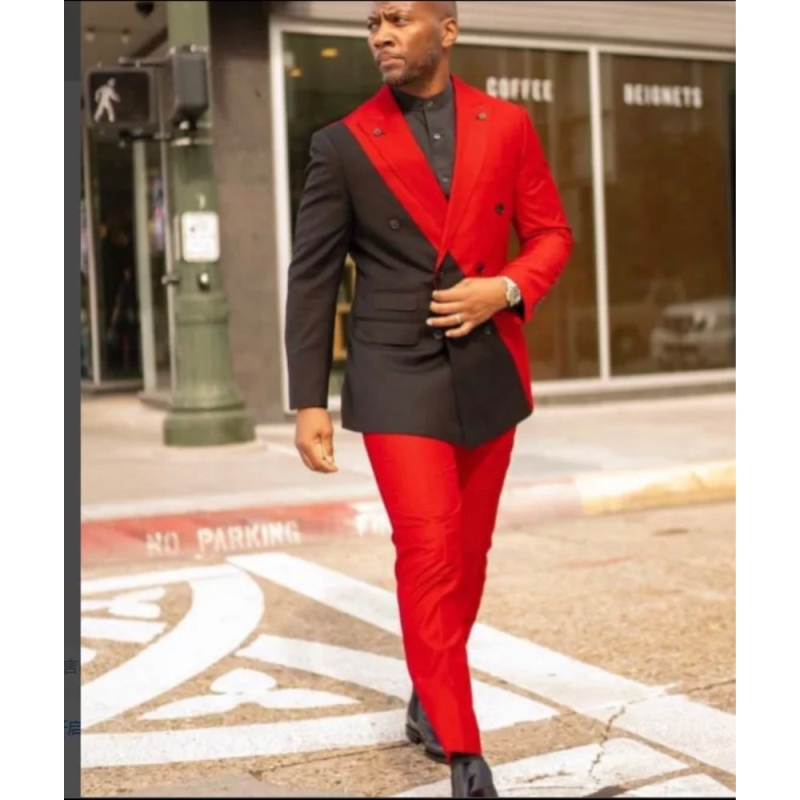 fitted lace wedding dress Half Black Half Red Men Button Up Shirt, Long Sleeve Color Block Split Two Tone Combo Print Buttoned Collared Dress Shirt Chest Pocket L main image 1