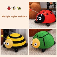 Grattoir pour chat en sisal naturel avec boule interactive à ressort, motif coccinelle mignonne, pour l'affûtage des griffes des chats d'intérieur - Vente en gros