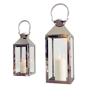 Lanterne di vetro Morden Decorativa Esterna In Metallo In Acciaio Inox di Candela Lanterne