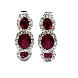 Modernos Pendientes de Aro de Oro Blanco Sólido de 18K para Mujer, Diseño Excelente para Novia, con Incrustaciones de Rubíes, Estilo Bonito, Regalo para Bodas y Fiestas - Product Image 1
