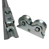 Kit de quincaillerie directionnelle pour rail de sol de porte coulissante à double rouleau en fonte, en forme de U et de V, pour tube carré