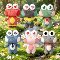 Peluche grenouille brodée personnalisée OEM ODM, jouet réconfortant, faible MOQ, poupée en peluche douce pour boîte surprise et cadeau pour enfants
