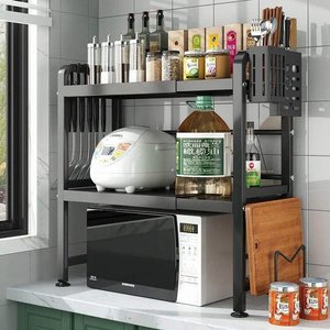 Estante Metálico Expandible para Microondas, Organizador de Cocina Independiente con Ganchos para Encimera - Product Image 2