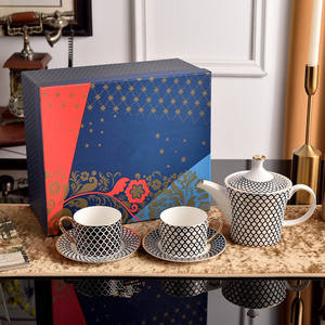 Ensemble de tasses à café en céramique au design original, porcelaine vintage, ensemble de café en céramique de luxe pour l'après-midi - Product Image 5