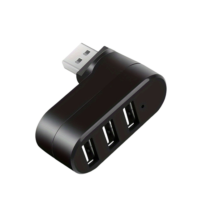 USB Hub 2.0 Adapter 180° Rotatable 3 Ports USB 2.0 U Disk Card Reader Splitter High Speed Data Transfer for Computer