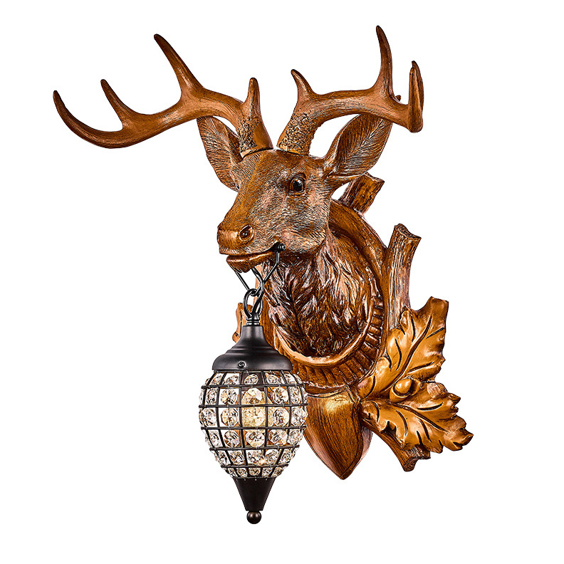 Sanliang W74711 Animal Wall Light - Crystal Shade, Resin Body, Vintage Style