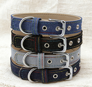 La formazione quotidiana delle vendite di fabbrica utilizza accessori in Denim resistente regolabili a colori misti per animali domestici collare per cani e gatti di lusso in stile Cowboy - Product Image 2