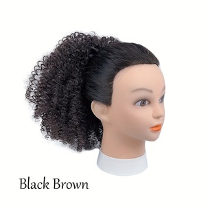 Perruque courte bouclée pour femme, petites boucles serrées, style afro volumineux, fibre synthétique, <span class=keywords><strong>chignon</strong></span> à cordon - Product Image 3