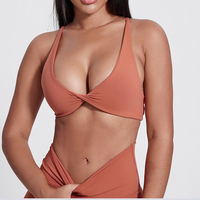 Nouveautés : Soutien-gorge de sport souple torsadé pour femme, maintien élevé, logo personnalisé, dos croisé, pour le yoga et la gym