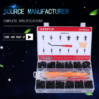 Kit de clips de retenue pour pare-chocs de voiture, 18 tailles, universel, mixtes, vente en gros, 229 pièces, garniture de panneau poussoir, rivets de retenue, clips de fixation en plastique