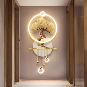 <span class=keywords><strong>Arbre</strong></span> <span class=keywords><strong>de</strong></span> la Fortune Doré, Art Mural LED, Style Moderne Simple, Décoration Lumineuse d'Entrée avec Motif Nature Morte, Peinture à Suspendre - Product Image 3