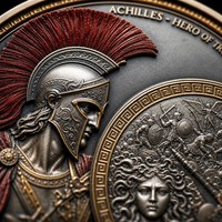 Pièce commémorative personnalisée en argent fin .999, motif 3D en relief de l'achille, héros de Troie, pièce de défi Cheval de Troie, pour cadeau de luxe