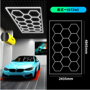 14 lưới chi tiết xe tự động rửa ánh sáng showroom hội thảo chiếu sáng làm việc Hex hình lục giác nhà để xe tổ ong lục giác Đèn <span class=keywords><strong>LED</strong></span> Đèn - Product Image 2