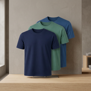 เสื้อยืดคอกลมแขนสั้นผู้ชาย ผ้าฝ้าย 100% สีพื้น ทรงปกติ ระบายอากาศได้ดี ผ้าถักแบบลำลอง - Product Image 3