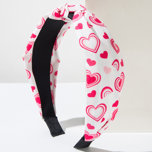 New Valentine's Day <strong>Hair</strong> Accessories Knot Cloth Printed Heart Headbands Red <strong>Lips</strong> Pattern Headbands Sweet All Matching Headbands