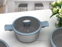 Offre Spéciale aluminium noir bleu poêle à frire batterie de cuisine casserole poêle à frire grill casserole poignée en acier inoxydable antiadhésif
