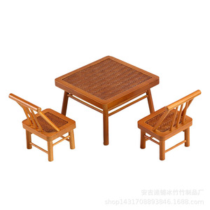 Juego de mesa y sillas de bambú tejido con tetera hecha a mano para decoración del hogar - Product Image 5