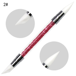 Stylo à double embout en silicone pour nail art, outil de gravure et de sculpture avec pointe à strass, brosse à ongles double usage avec tête en silicone pour manucure - Product Image 6