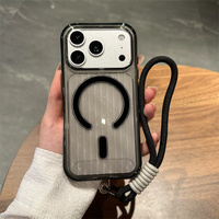 Étui de téléphone magnétique de luxe transparent à motif ondulé pour iPhone 18 17 16 15 Pro Max, avec sangle, pour femmes et jeunes filles