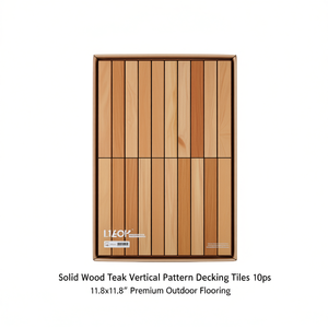 Dalles de terrasse en teck massif LIZOK 11,8x11,8 pouces, motif vertical, revêtement de sol extérieur - Product Image 1