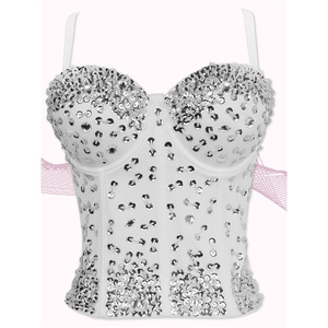 A5204 Dropshipping Unico Sexy del Corsetto Della Maglia Parte Superiore Del Tubo Rhinestonese Sequin <span class=keywords><strong>Crop</strong></span> <span class=keywords><strong>Top</strong></span> Delle Donne - Product Image 3