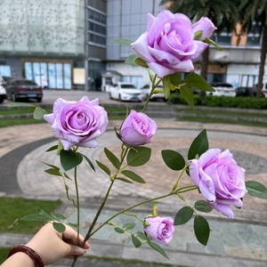 Matrimonio <span class=keywords><strong>primavera</strong></span> rosa fiori fiori bianchi crema artificiali 6 testa cespuglio di <span class=keywords><strong>rose</strong></span> - Product Image 6