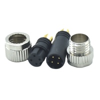 Connecteur d'alimentation mâle-femelle moulable à 4 broches circulaires M8 nickelé étanche DIN IP67