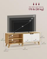 Meuble TV pour téléviseurs de 65 pouces, fabriqué en panneaux de particules durables avec un élégant bois massif, meuble TV coloré, table basse