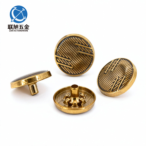 כפתור לחצן 4 חלקים מצופה אבץ בהתאמה אישית של Lianxu, ידידותי לסביבה, בצבע זהב, עם לוגו מובלט, לבגדי ג'ובה - Product Image 5