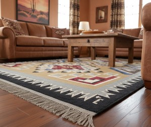 Handwoven Contemporary Modern Kilim Wool Rug Flat Weave Geometric Eco-Friendly Reversible Washable Living <b>Room</b> Bedroom - Product Image 5