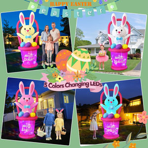 Conejo de Pascua Inflable y Huevos Coloridos, Decoraciones Inflables de Feliz Pascua para Fiestas, Jardín, Césped y Exteriores - Product Image 6
