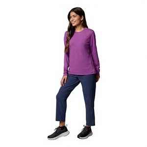 Camiseta de Manga Larga con Cuello Redondo para Mujer, Fabricante Profesional, Top Básico Informal, Tela Jersey Suave, Marca Privada, Venta al Por Mayor - Product Image 3