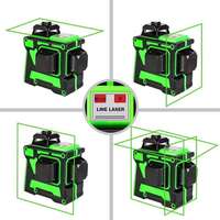 Niveau laser mural 3D tout-en-un 12/16 lignes, auto-nivelant 360°, vert, rotatif, pour bricolage, garantie 1 an