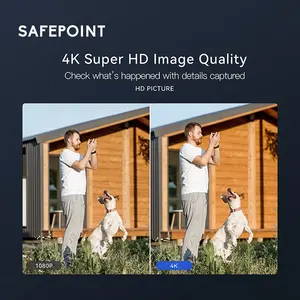 SAFEPOINT 4K HD 10X Zoom Wireless Outdoor Solar Powered Security IP Human Track Dual Lens CCTV 4G telecamera PTZ solare