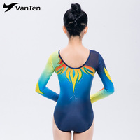 Justaucorps de gymnastique à manches longues pour filles et adultes, personnalisé, compétition, ombre mystique, avec strass