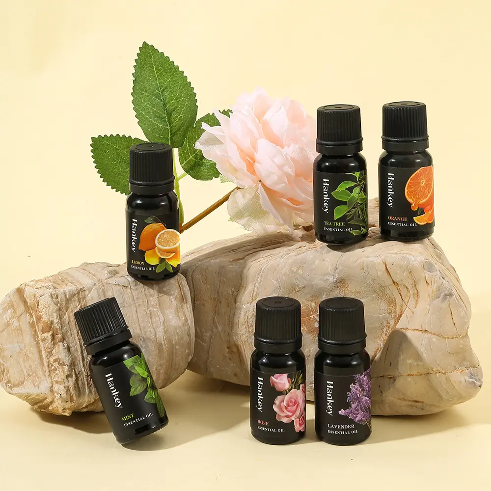 Coffret cadeau d'huile essentielle pure naturelle, lavande, menthe poivrée, eucaluptus, arbre à thé, huile essentielle d'aromathérapie