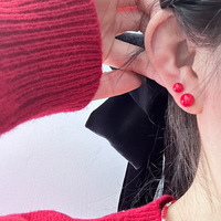 925 Sterling Silver Red Pearl Bijoux faits à la main Boucles d'oreilles Shell Pearl Boucle d'oreille pour les femmes