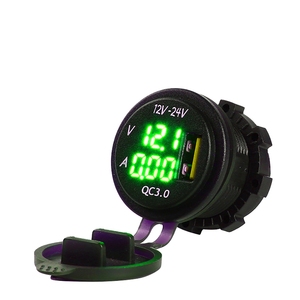 ไฟแอลอีดีเรืองแสงสีฟ้า/แดงมีช่องเสียบสายไฟ QC3.0 USB พร้อมโวลต์มิเตอร์ปัจจุบันสีดำสำหรับใช้2Pin บ้าน - Product Image 6