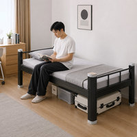 Lit simple en métal 900 mm, cadre en acier noir avec plateforme en bois pour dortoir scolaire, auberge, appartement locatif, salle du personnel et maison