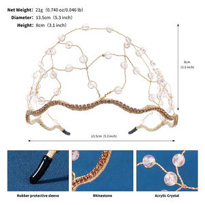 Nouveau serre-tête de mariée transfrontalier européen et américain, tressé à la main en maille, orné de perles de cristal et de <span class=keywords><strong>fil</strong></span> de cuivre enroulé, fait main et perlé - Product Image 6
