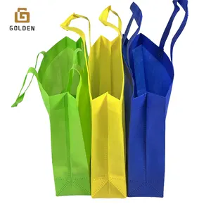Golden Heat Sealed Customised Printed Tnt Pp Rpet Non Woven Fabric Cloth Multi Color Carry Ultrasonic Shopping Non-woven Bags
