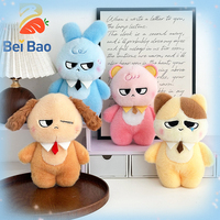 Peluche chiot personnalisée de 23 cm avec cravate, jouet en peluche doux et moelleux, série d'animaux en peluche, poupée mignonne de dessin animé, cadeau de bureau, vente en gros