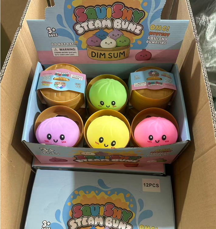 Large stress relief steamed bun-with steamer basket-emoji design