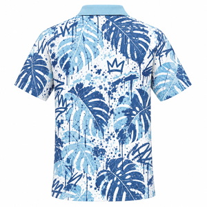 <b>Men's</b> Custom Sublimation Hawaiian Print Polo <b>Shirt</b> Quick Dry <b>Tropical</b> Leaf Stretch Casual Outdoor Wear - Product Image 4
