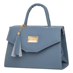 Bolso Bandolera Azul Fana Lúcela Lizeth de Cuero PU Estilo Vintage con Diseño Cruzado y Decoración de Cadena para Regalo - Product Image 4